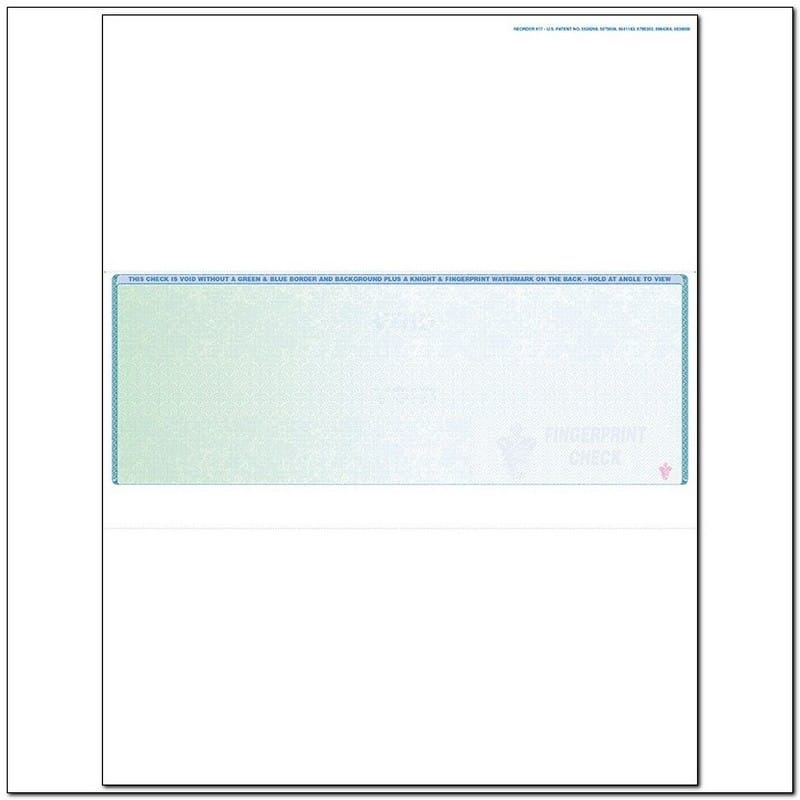 Green to Blue Rainbow Laser Check, Middle Position, Fingerprint II, Tri Fold (Ream of 500)
