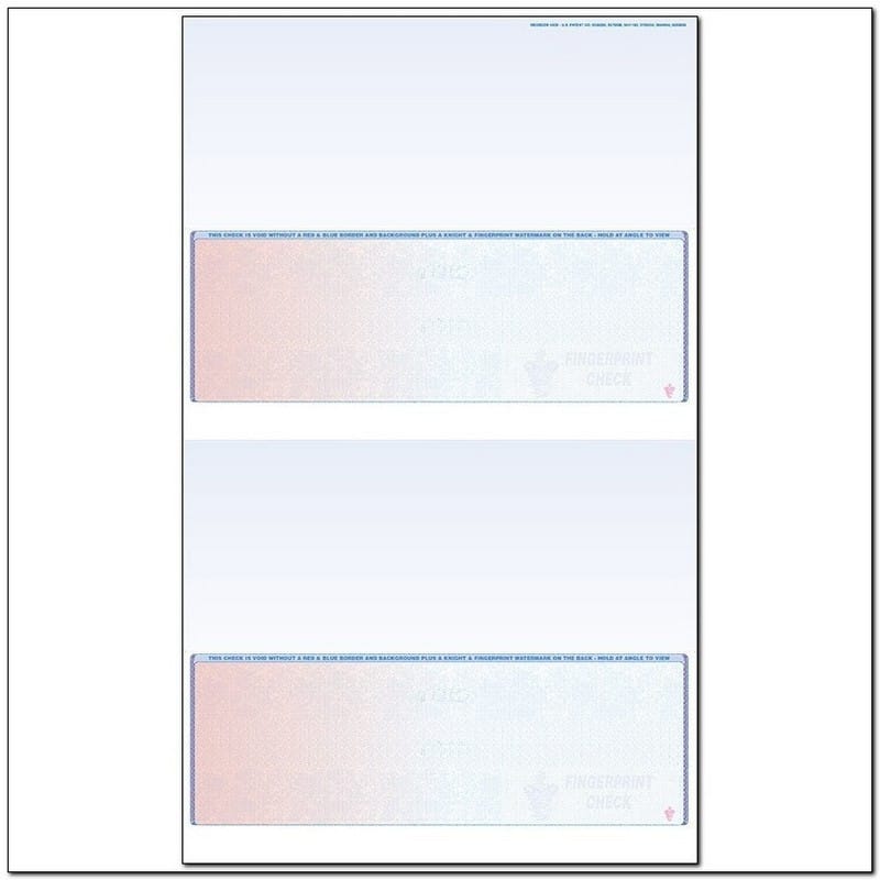 Red to Blue Rainbow Laser Check, Bottom Position, Fingerprint II, Panels at 3-1/2 - 3-1/2 - 3-1/2 - 3-1/2 (Ream of 500)
