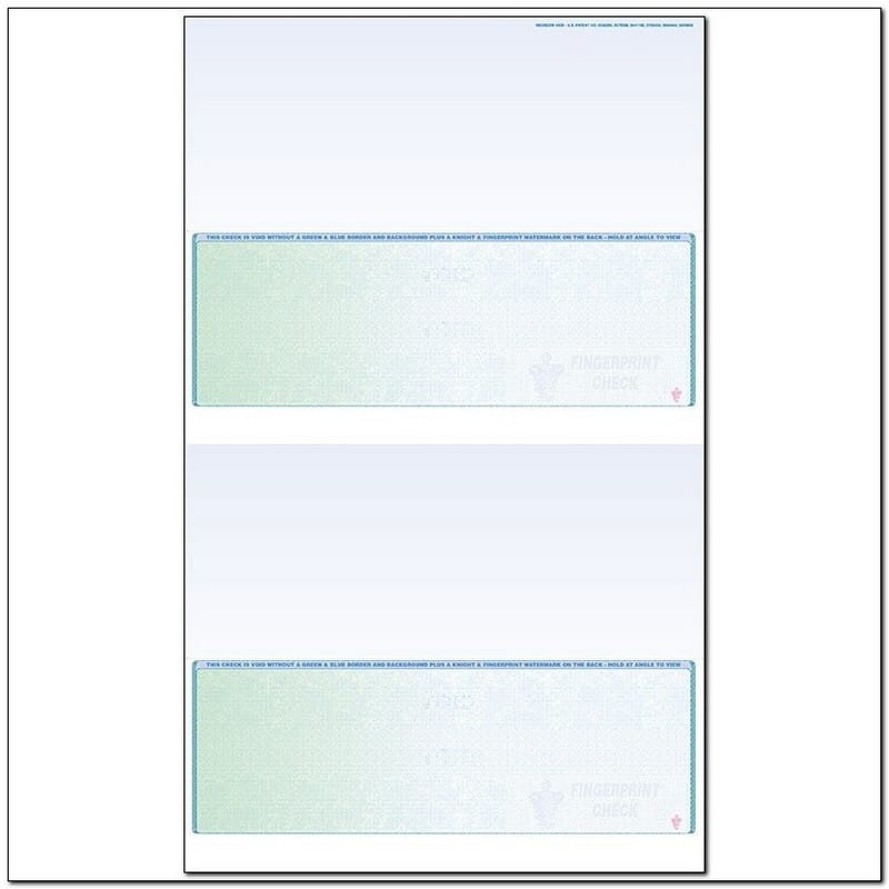 Green to Blue Rainbow Laser Check, Bottom Position, Fingerprint II, Panels at 3-1/2, 3-1/2, 3-1/2, 3-1/2 (Ream of 500)