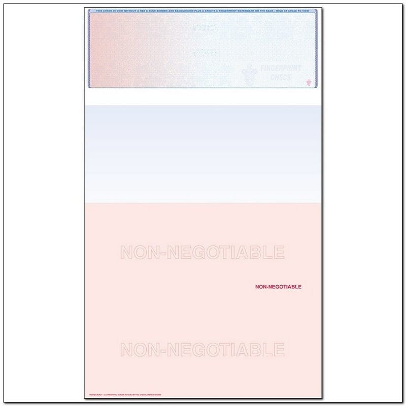 Red to Blue Rainbow Laser Check, Top Position, Fingerprint II, Panels at 3-1/2 - 3-1/2 - 7 (Ream of 500)