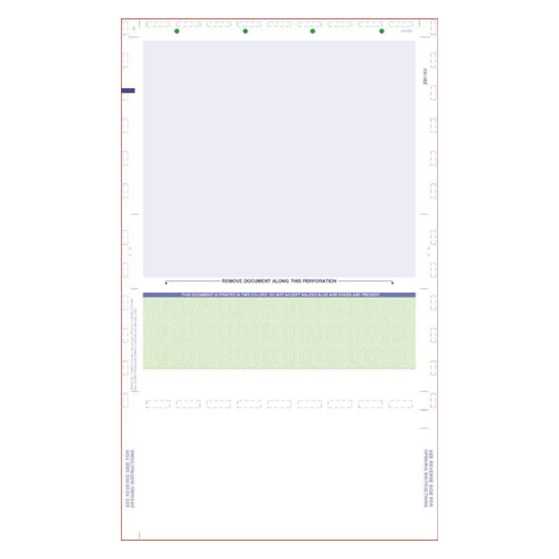 Green Pressure Seal Check, Middle Position, Security, EZ Fold (Carton of 2,000)