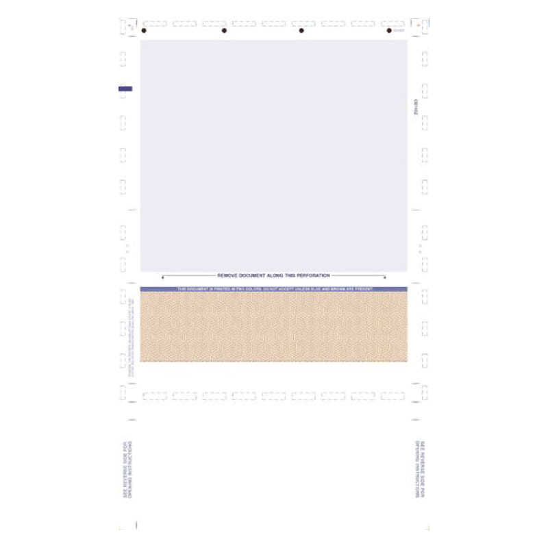 Brown Pressure Seal Check, Middle Position, Security, EZ Fold (Carton of 2,000)