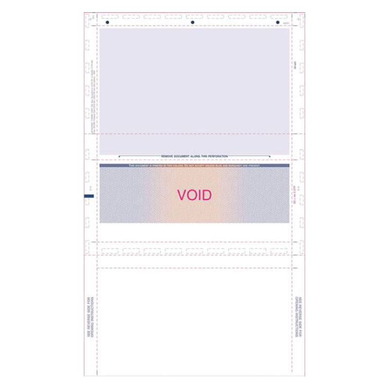 Red to Blue Pressure Seal Check, Middle Position, Security, Z Fold (Carton of 2,000)