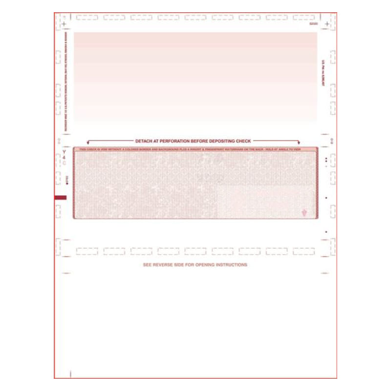 Burgundy Pressure Seal Check, Middle Position, Fingerprint II, Z Fold (Ream of 500)