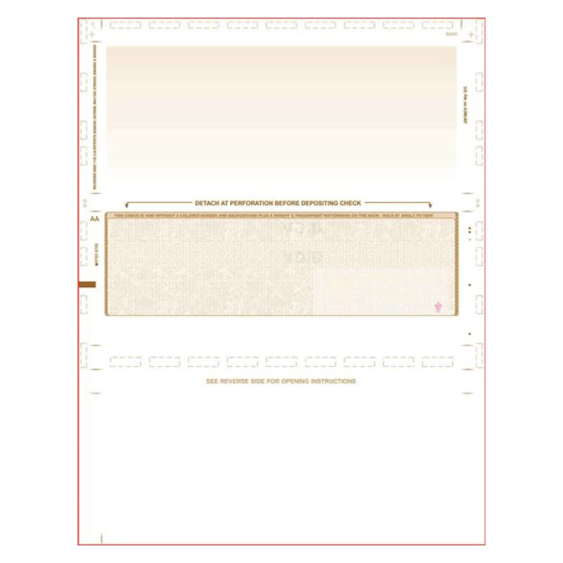 Brown Pressure Seal Check, Middle Position, Fingerprint II, Z Fold (Ream of 500)