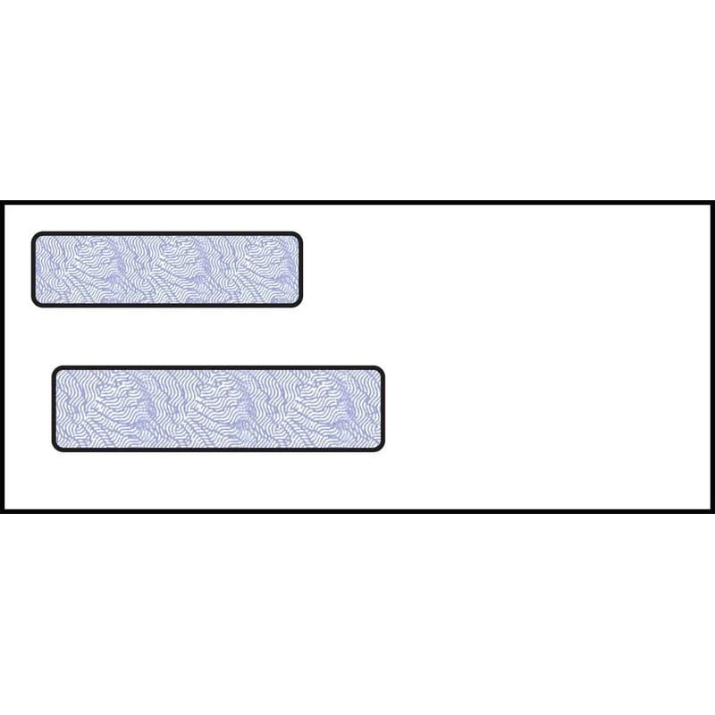 3-3/4 x 8-5/8, Double Window Envelope, 24# White Wove, Blue Woodgrain Inside Tint, (Box of 500)