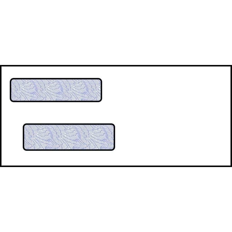 #9, Double Window Envelope, 3-7/8" x 8-7/8", 24# White Wove, Quick Stick Seal, Blue Woodgrain Inside Tint (Box of 500)