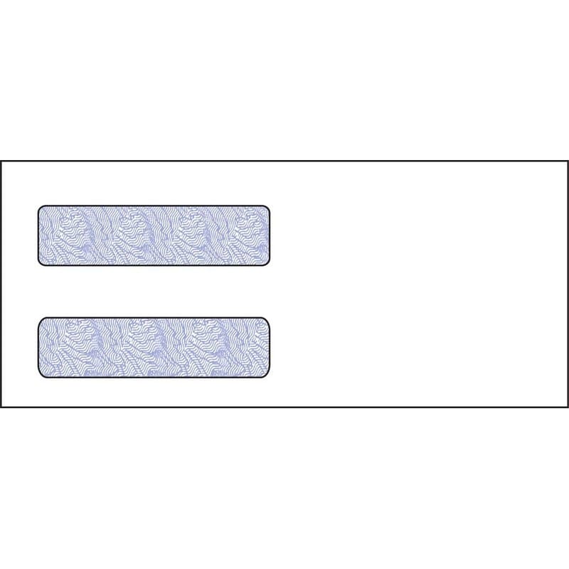 #10, Double Window Envelope, 4-1/8" x 9-1/2", 24# White Wove, Blue Woodgrain Inside Tint, (Box of 500)