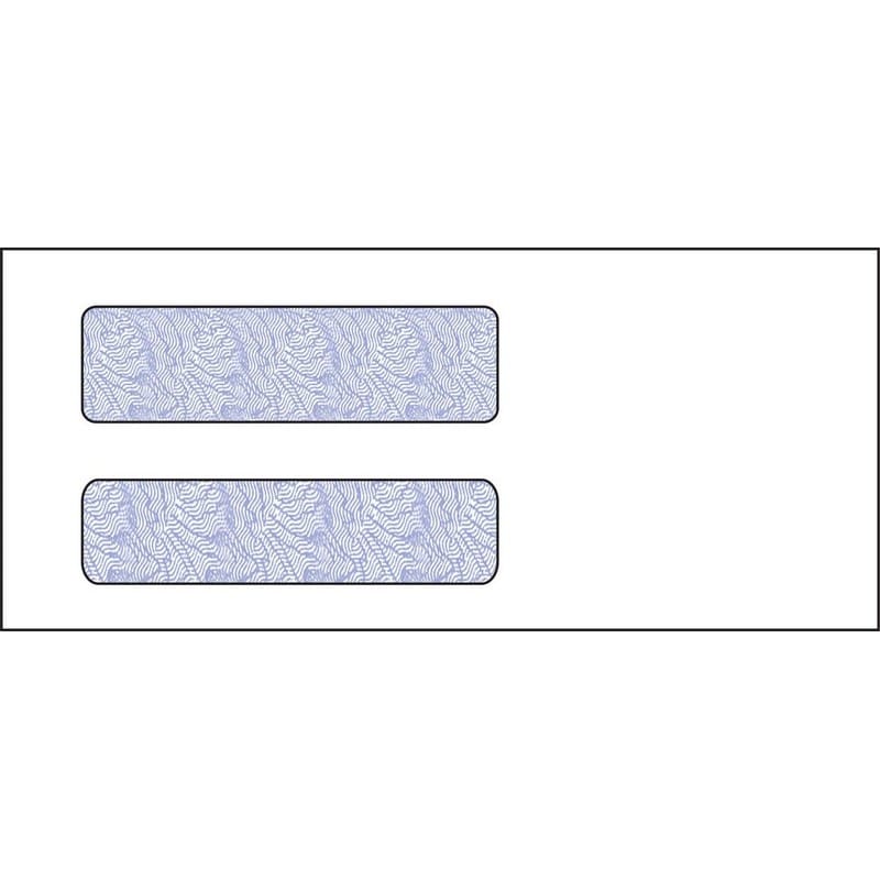 #10, Double Window Envelope, 4-1/8" x 9-1/2", 24# White Wove, Quick Stick Seal, Blue Woodgrain Inside Tint (Box of 500)