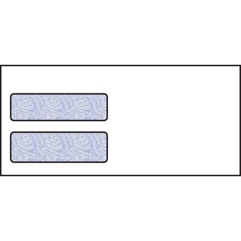 4-1/8 x 9, Double Window Envelope, 24# White Wove, Blue Woodgrain Inside Tint, (Box of 500)
