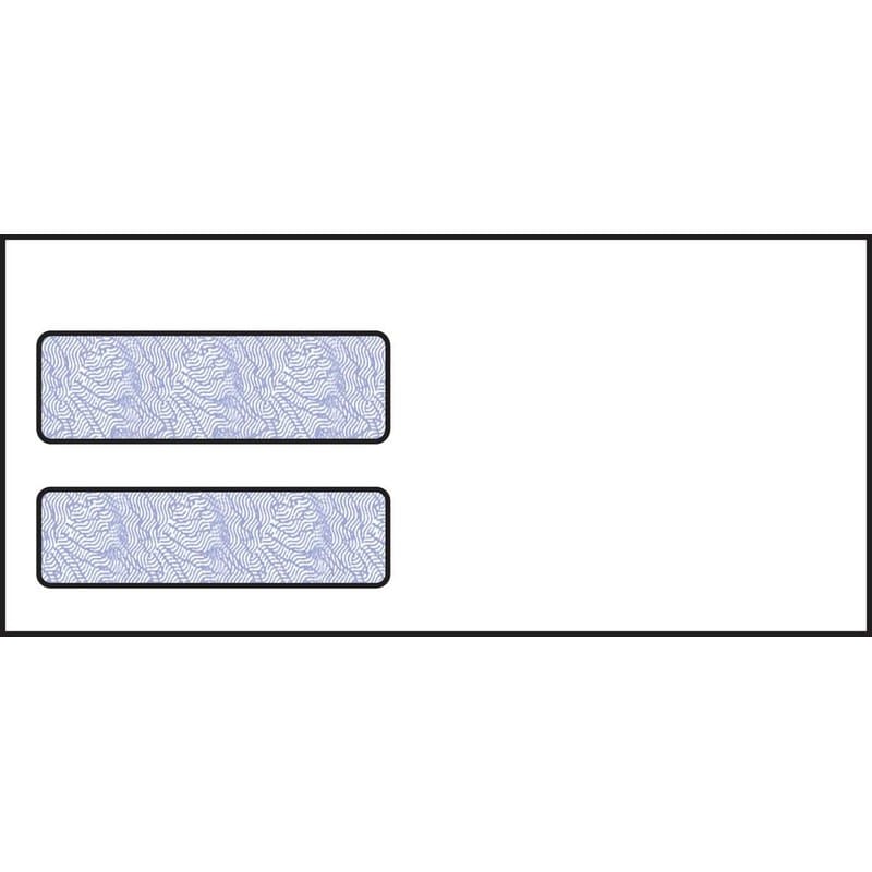 4-1/8 x 9, Double Window Envelope, 24# White Wove, Blue Woodgrain Inside Tint, (Box of 500)