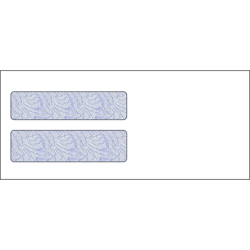 #9, Double Window Envelope, 3-7/8" x 8-7/8", 24# White Wove, Blue Woodgrain Inside Tint, (Box of 500)