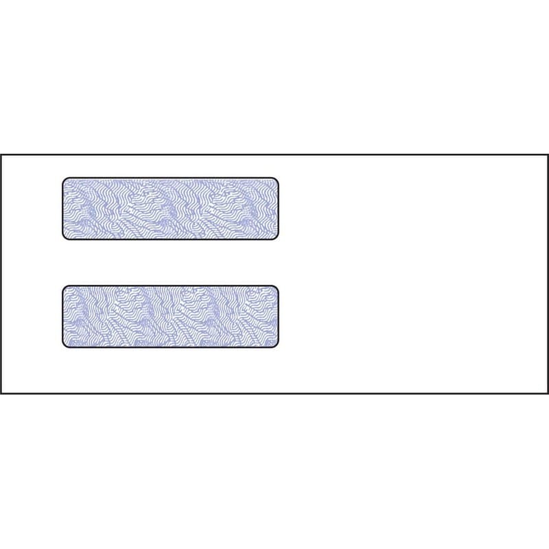 #9, Double Window Envelope, 3-7/8" x 8-7/8", 24# White Wove, Quick Stick Seal, Blue Woodgrain Inside Tint (Box of 500)