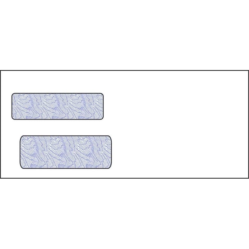 #10, Double Window Envelope, 4-1/8" x 9-1/2", 24# White Wove, Quick Stick Seal, Blue Woodgrain Inside Tint (Box of 500)