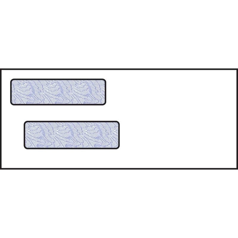 3-11/16 x 8-3/4, Double Window Envelope, 24# White Wove, Blue Woodgrain Inside Tint, (Box of 500)