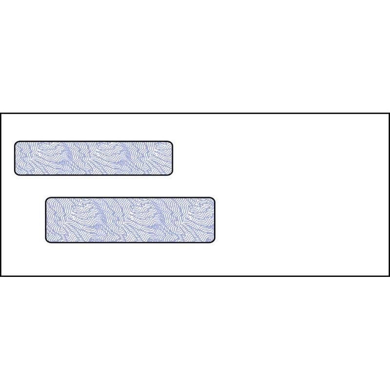 Check, Double Window Envelope, 3-5/8" x 8-5/8", 24# White Wove, Blue Woodgrain Inside Tint, (Box of 500)