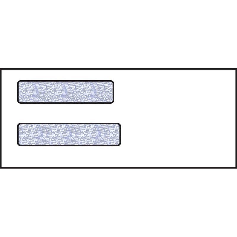 Check, Double Window Envelope, 3-5/8" x 8-5/8", 24# White Wove, Blue Woodgrain Inside Tint, (Box of 500)