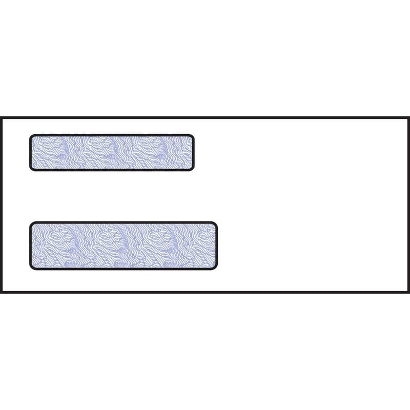 3-3/4 x 8-3/4, Double Window Envelope, 24# White Wove, Blue Woodgrain Inside Tint, (Box of 500)