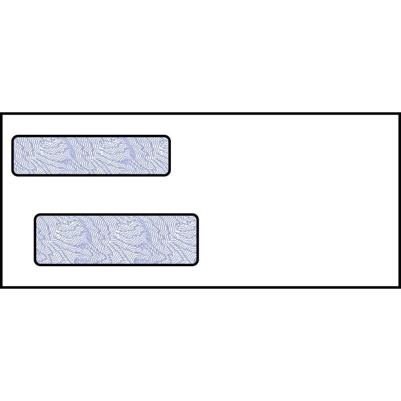 #9, Double Window Envelope, 3-7/8" x 8-7/8", 24# White Wove, Blue Woodgrain Inside Tint, (Box of 500)