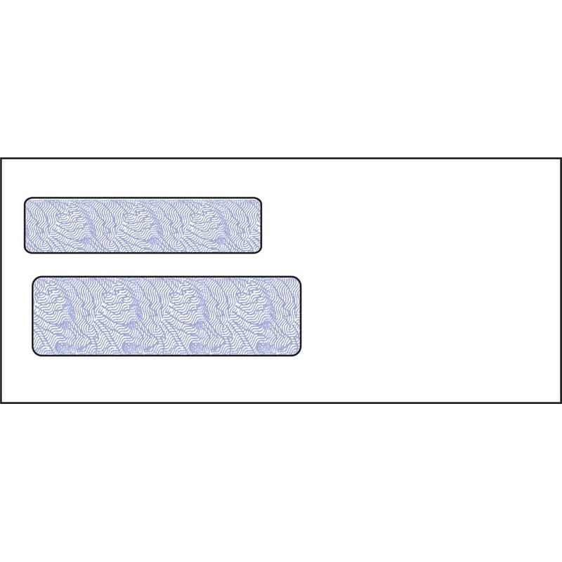#9, Double Window Envelope, 3-7/8" x 8-7/8", 24# White Wove, Quick Stick Seal, Blue Woodgrain Inside Tint (Box of 500)