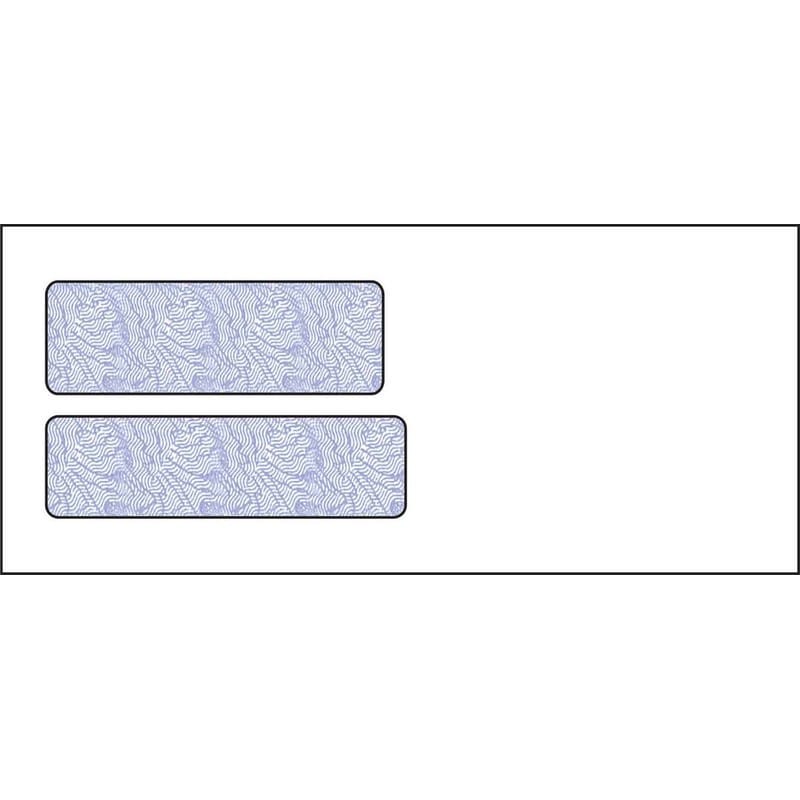 #9, Double Window Envelope, 3-7/8" x 8-7/8", 24# White Wove, Quick Stick Seal, Blue Woodgrain Inside Tint (Box of 500)