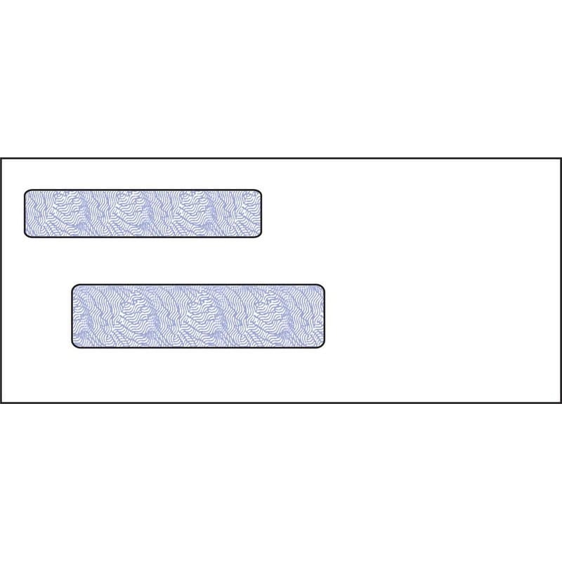 #9, Double Window Envelope, 3-7/8" x 8-7/8", 24# White Wove, Quick Stick Seal, Blue Woodgrain Inside Tint (Box of 500)
