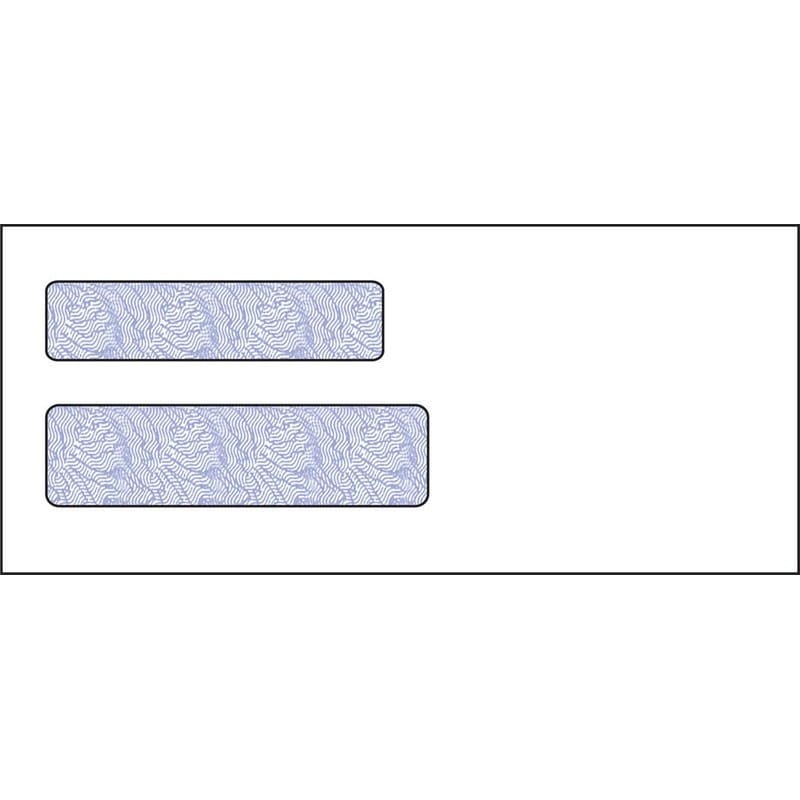 #9, Double Window Envelope, 3-7/8" x 8-7/8", 24# White Wove, Quick Stick Seal, Blue Woodgrain Inside Tint (Box of 500)