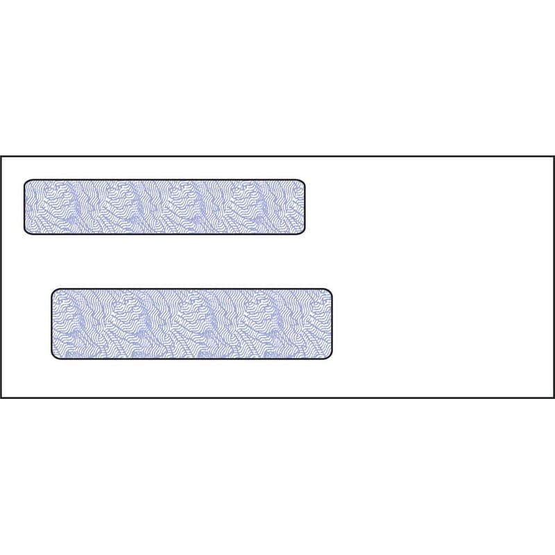 #9, Double Window Envelope, 3-7/8" x 8-7/8", 24# White Wove, Blue Woodgrain Inside Tint, (Box of 500)