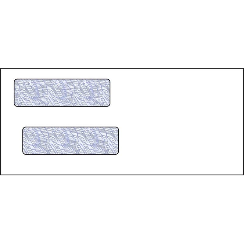 #9, Double Window Envelope, 3-7/8" x 8-7/8", 24# White Wove, Blue Woodgrain Inside Tint, (Box of 500)