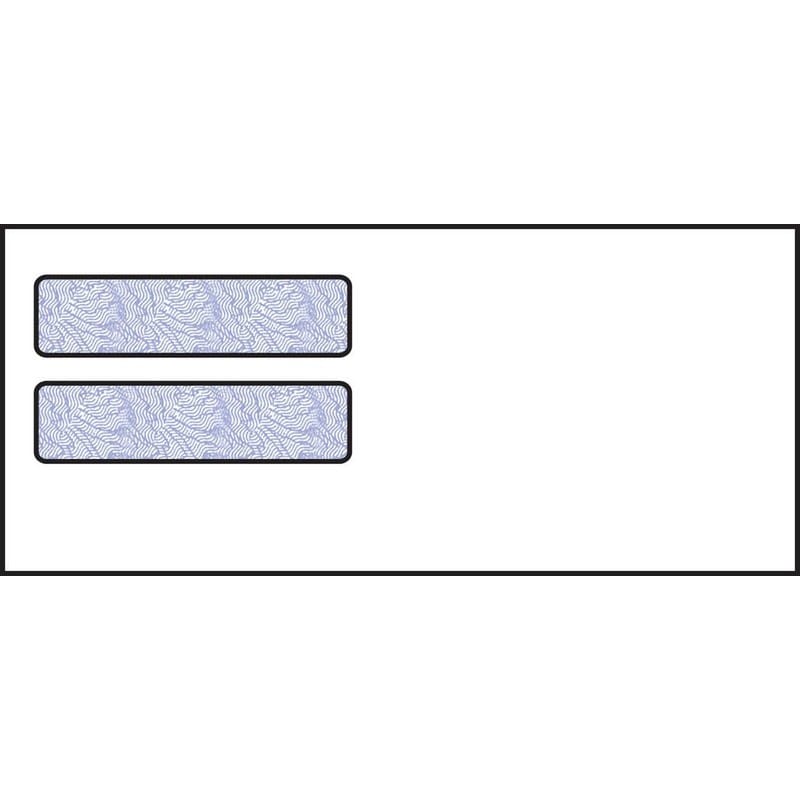 #9, Double Window Envelope, 3-7/8" x 8-7/8", 24# White Wove, Blue Woodgrain Inside Tint, (Box of 500)
