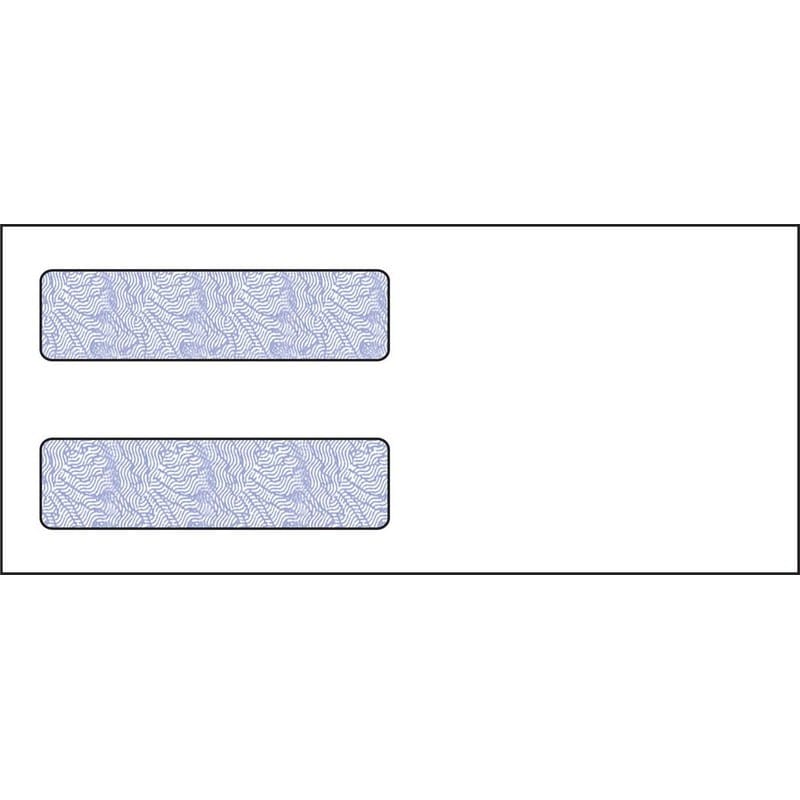 #9, Double Window Envelope, 3-7/8" x 8-7/8", 24# White Wove, Quick Stick Seal, Blue Woodgrain Inside Tint (Box of 500)