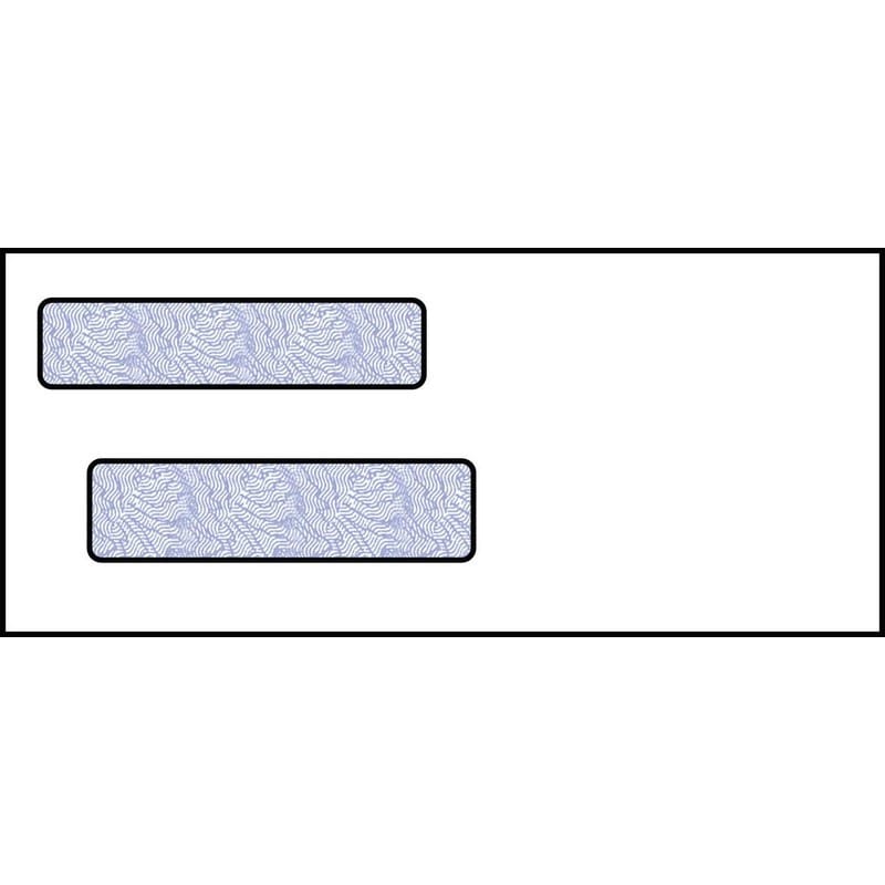 #9, Double Window Envelope, 3-7/8" x 8-7/8", 24# White Wove, Blue Woodgrain Inside Tint, (Box of 500)