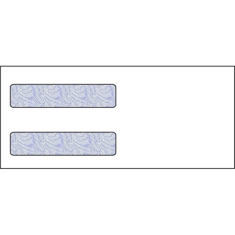 #9, Double Window Envelope, 3-7/8" x 8-7/8", 24# White Wove, Blue Woodgrain Inside Tint, (Box of 500)