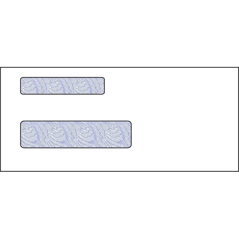 #9, Double Window Envelope, 3-7/8" x 8-7/8", 24# White Wove, Blue Woodgrain Inside Tint, (Box of 500)