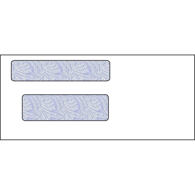 #9, Double Window Envelope, 3-7/8" x 8-7/8", 24# White Wove, Blue Woodgrain Inside Tint, (Box of 500)
