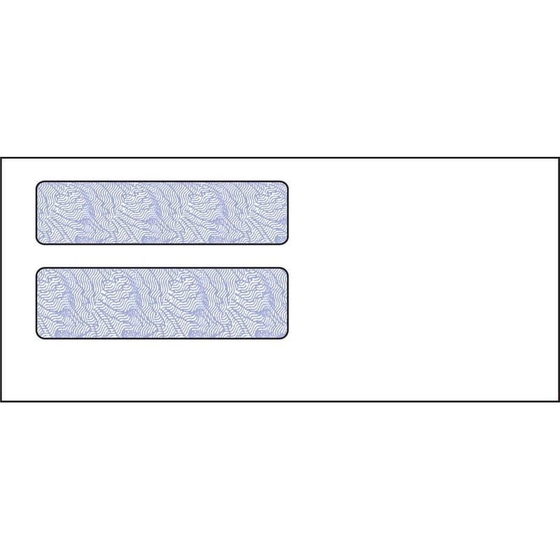 #9, Double Window Envelope, 3-7/8" x 8-7/8", 24# White Wove, Quick Stick Seal, Blue Woodgrain Inside Tint (Box of 500)