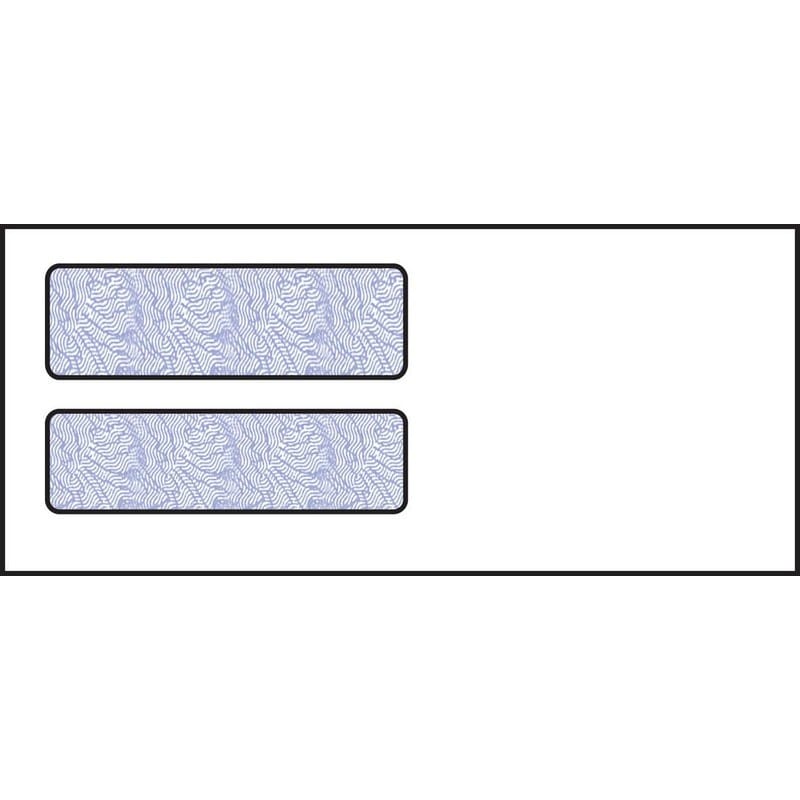 #9, Double Window Envelope, 3-7/8" x 8-7/8", 24# White Wove, Blue Woodgrain Inside Tint, (Box of 500)