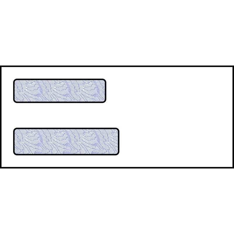 #9, Double Window Envelope, 3-7/8" x 8-7/8", 24# White Wove, Blue Woodgrain Inside Tint, (Box of 500)