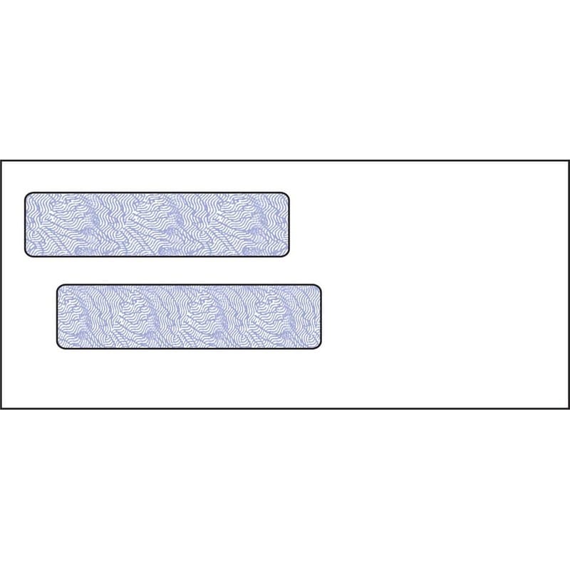 #9, Double Window Envelope, 3-7/8" x 8-7/8", 24# White Wove, Blue Woodgrain Inside Tint, (Box of 500)