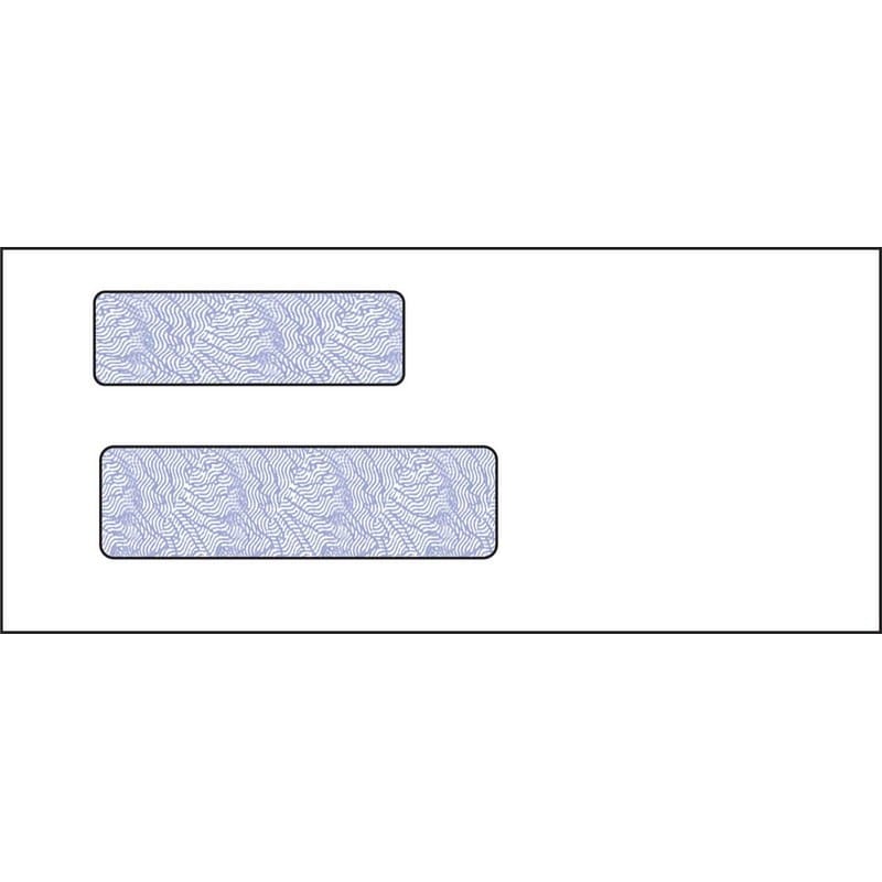 #9, Double Window Envelope, 3-7/8" x 8-7/8", 24# White Wove, Blue Woodgrain Inside Tint, (Box of 500)