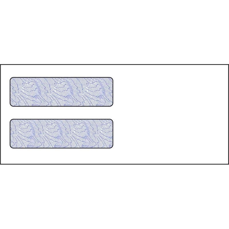 #9, Double Window Envelope, 3-7/8" x 8-7/8", 24# White Wove, Quick Stick Seal, Blue Woodgrain Inside Tint (Box of 500)