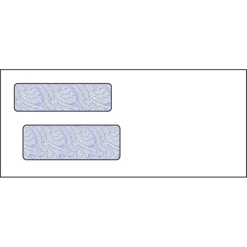 #9, Double Window Envelope, 3-7/8" x 8-7/8", 24# White Wove, Blue Woodgrain Inside Tint, (Box of 500)