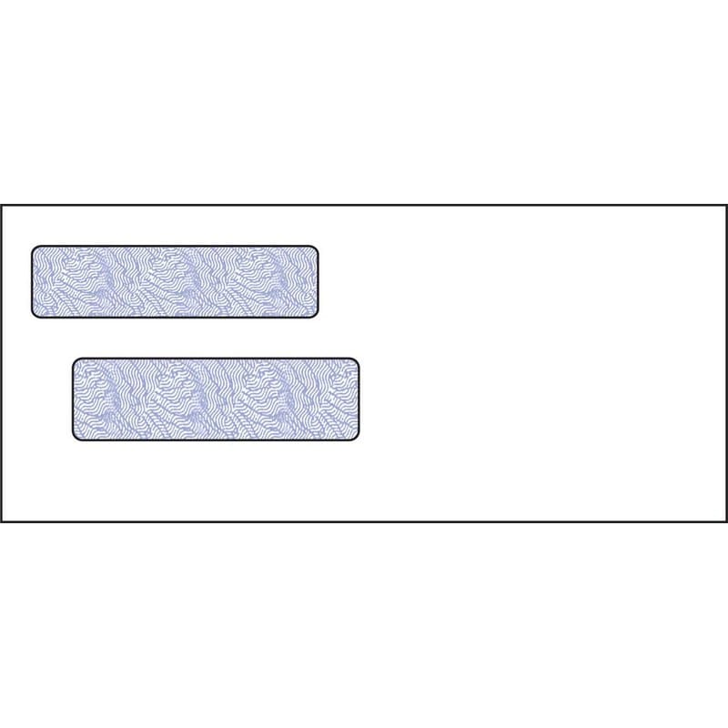 #9, Double Window Envelope, 3-7/8" x 8-7/8", 24# White Wove, Blue Woodgrain Inside Tint, (Box of 500)