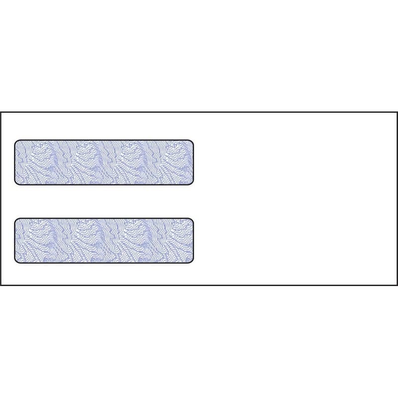 #9, Double Window Envelope, 3-7/8" x 8-7/8", 24# White Wove, Blue Woodgrain Inside Tint, (Box of 500)