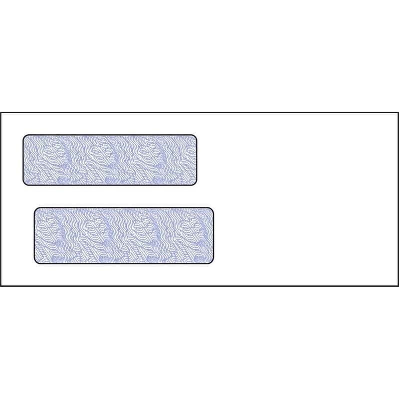 #9, Double Window Envelope, 3-7/8" x 8-7/8", 24# White Wove, Quick Stick Seal, Blue Woodgrain Inside Tint (Box of 500)