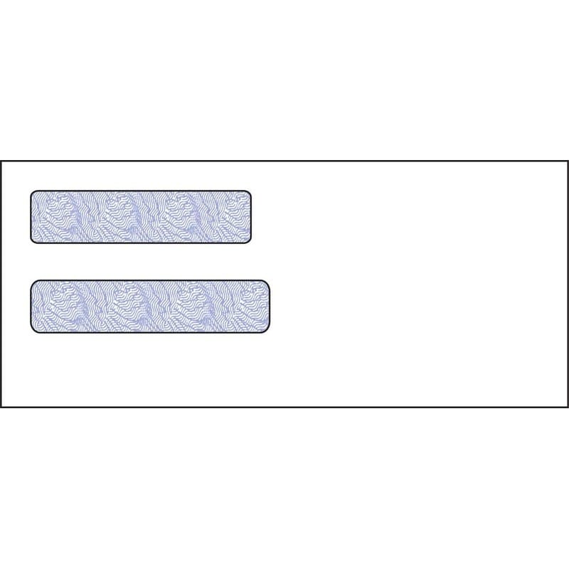 #10, Double Window Envelope, 4-1/8" x 9-1/2", 24# White Wove, Quick Stick Seal, Blue Woodgrain Inside Tint (Box of 500)