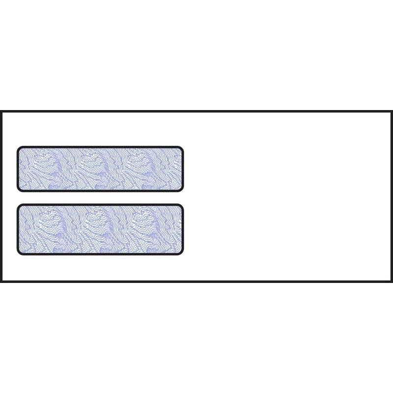 #9, Double Window Envelope, 3-7/8" x 8-7/8", 24# White Wove, Quick Stick Seal, Blue Woodgrain Inside Tint (Box of 500)