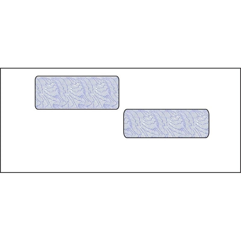 #10, Double Window Envelope, 4-1/8" x 9-1/2", 24# White Wove, Quick Stick Seal, Blue Woodgrain Inside Tint (Box of 500)