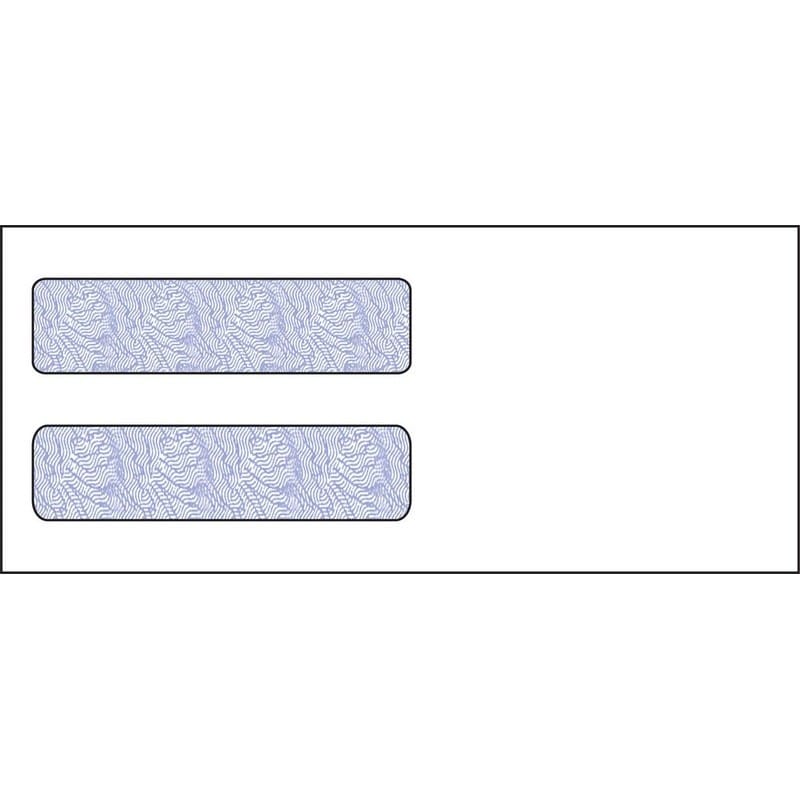 #10, Double Window Envelope, 4-1/8" x 9-1/2", 24# White Wove, Blue Woodgrain Inside Tint, (Box of 500)