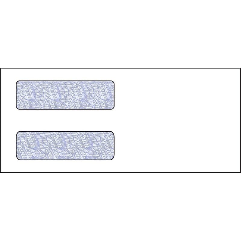#10, Double Window Envelope, 4-1/8" x 9-1/2", 24# White Wove, Quick Stick Seal, Blue Woodgrain Inside Tint (Box of 500)